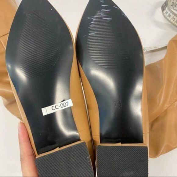 FSJ Women Fashion Over The Knee High Boots Pointed Toe Flats Comfortable Back - Picture 5 of 10